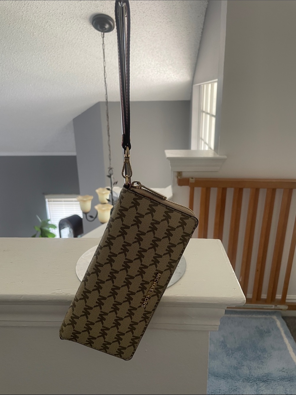 Michael Kors Brown Logo-Print Wristlet Wallet